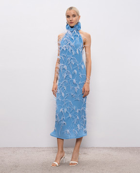 Rowen Rose Блакитна сукня-плісе з відкритою спиною DRSRR447V2