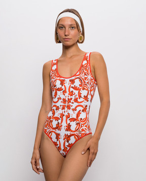 Dolce&Gabbana Білий купальник в брендовий принт з монограмою O9A46JONO19