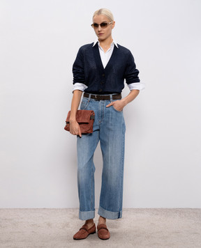 Brunello Cucinelli Синий кардиган с люрексом MST258306