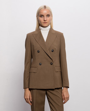 Max Mara Коричневый двубортный жакет UMICO из шерсти MSTUMICO