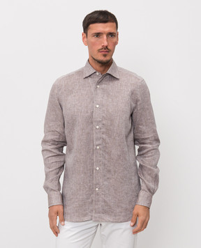 Enrico Mandelli Коричнева сорочка з льону CUBANA5701