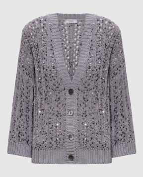 Peserico Серый кардиган с пайетками A99095F039117B