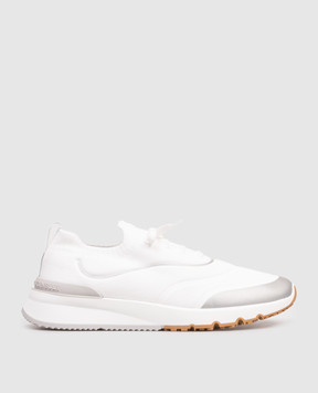 Brunello Cucinelli Белые кроссовки с фактурным логотипом MZUAUFO340