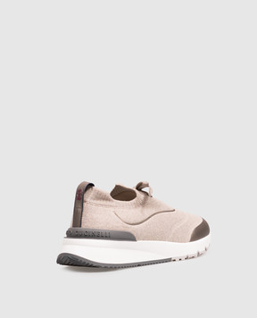 Brunello Cucinelli Бежевые кроссовки с фактурным логотипом MZUAUFO340