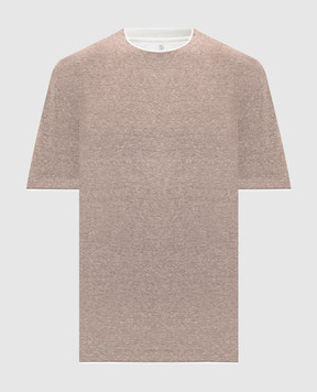 Brunello Cucinelli Бежева меланжева футболка з льоном MW8357427