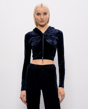 Vetements Синяя укороченная велюровая спортивная куртка WE76ZU415N