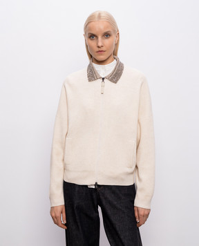 Brunello Cucinelli Бежевий кардиган з вовни, кашеміру та шовку M16232406