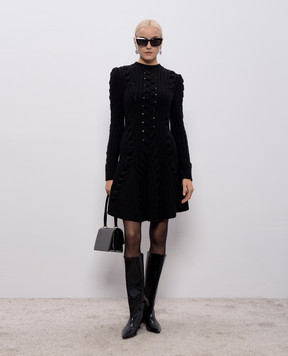 Alexander McQueen Чорна сукня з вовни і кашеміру з фактурним візерунком 848815Q1BE1