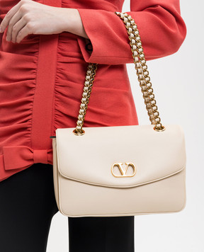 Valentino Бежева шкіряна сумка-месенджер Djuna 8W0B0T57AIR