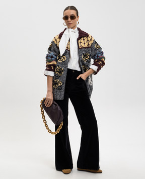 La DoubleJ Чорні оксамитові штани кльош TRO0140VEL011SOLID