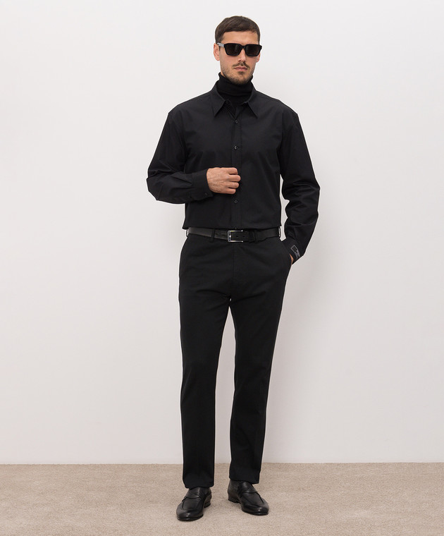 Balmain Чорна сорочка з нашивкою логотипа HH1HS555CG72 зображення 2