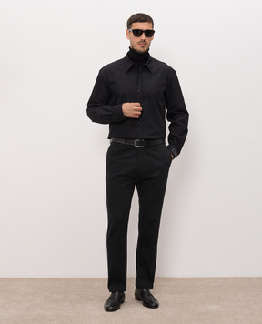 Balmain Черная рубашка с нашивкой логотипа HH1HS555CG72