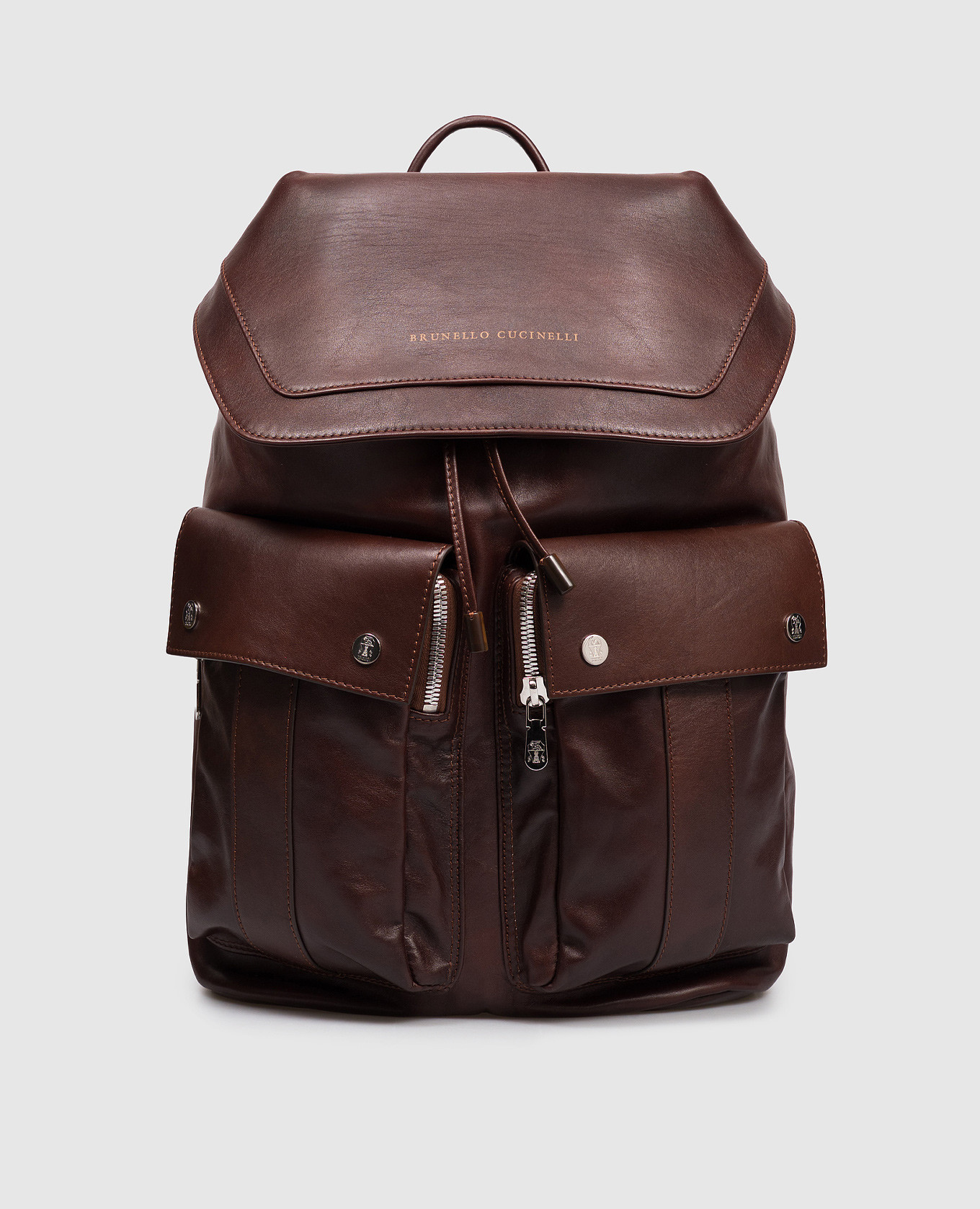 

Коричневый кожаный рюкзак с принтом логотипа, Рюкзаки