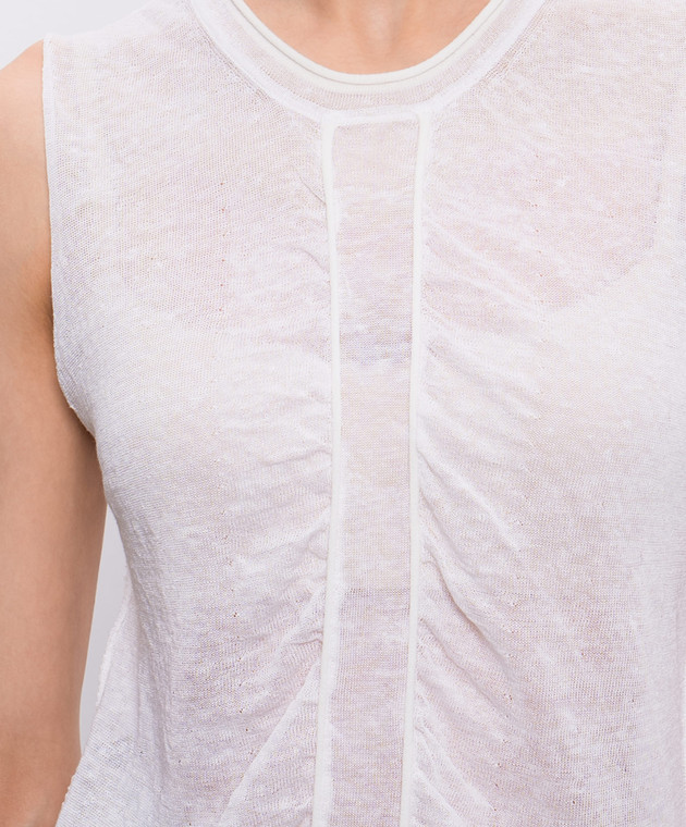 UMA WANG Білий топ Sleevless з льону UK7130 зображення 5