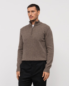 Cashmere&Whiskey Коричневый свитер из шерсти мериноса 50707