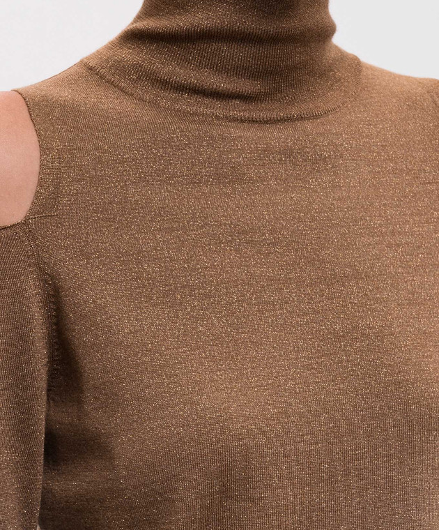 Allude Коричневий гольф з вовною з відкритими плечима 26564103 зображення 5