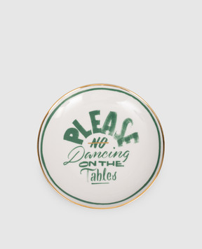 Bitossi Home Белая фарфоровая тарелка для хлеба No Dancing On The Tables LGP00005