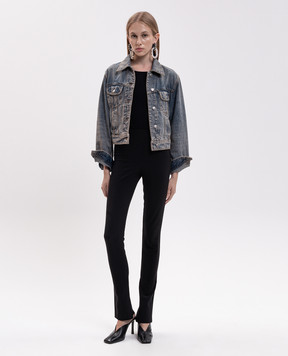 Alexander McQueen Синяя джинсовая куртка с эффектом потертости 871901QMAD4