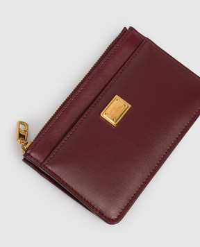 Dolce&Gabbana Бордовий шкіряний картхолдер з логотипом BI1261A9S25