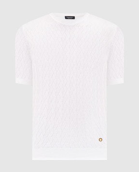 Stefano Ricci Белая футболка с шелком в узор K818106G10F26172