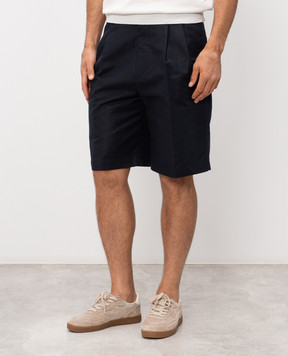 Brunello Cucinelli Темно-сині бермуди з льоном MH262G0620