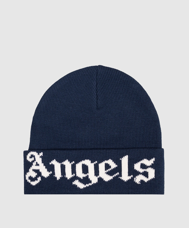 Palm Angels Дитяча синя шапка з візерунком логотипа F6PAJBHT227 зображення 2