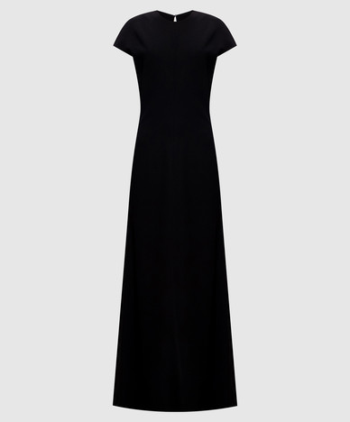 Черное платье макси из шерсти