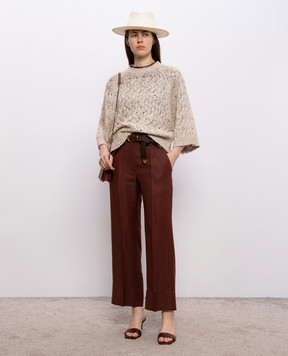 Brunello Cucinelli Бежевий джемпер з шовком та льоном MEA371100