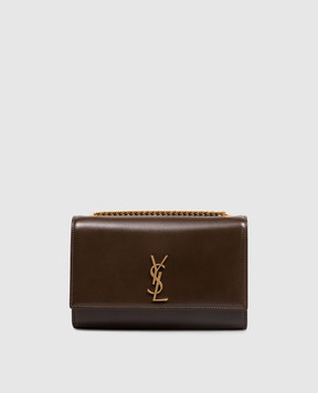 Saint Laurent Коричневая кожаная лакированная сумка KATE 851504AAGJA
