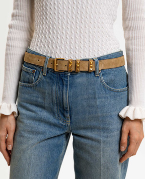 Valentino Коричневий замшевий ремінь Flaneuse з пірамідками 8W2T0SV3SWU