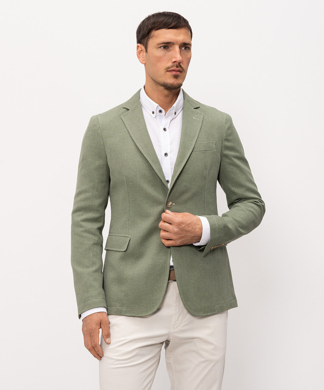 Florentino Зеленый пиджак с льном 126367610303 изображение 3