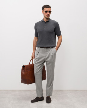 Brunello Cucinelli Сірі штани з вовни з патчем MH2443030F