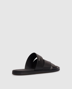 Bally Черные кожаные шлепанцы с фактурным логотипом MSS05HVT980