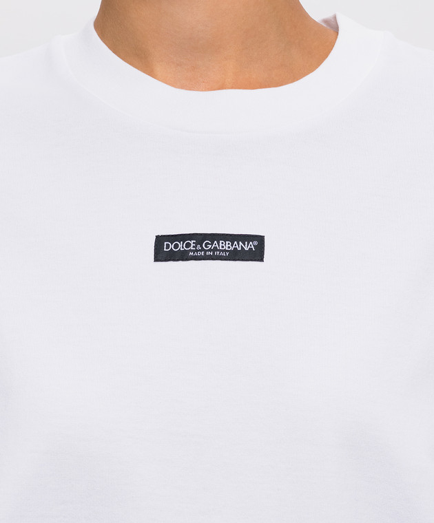 Dolce&Gabbana Белая футболка с нашивкой логотипа F8V78THU7MA изображение 5