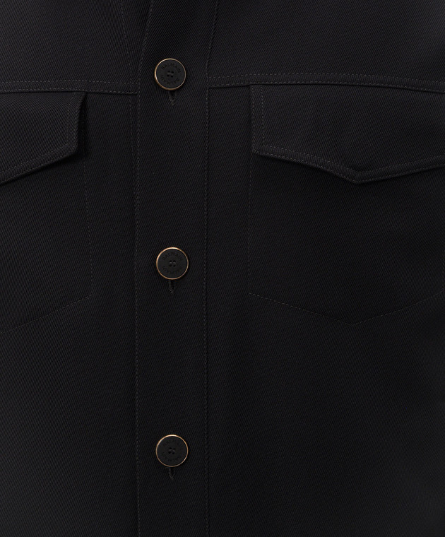 Balmain Черная куртка из шерсти в стиле рубашки HH1TH891WD69 изображение 5