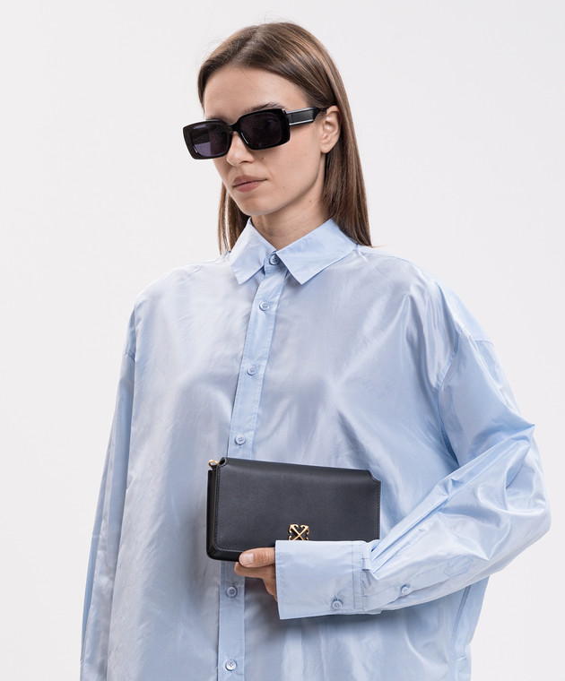 Off-White Черная кожаная сумка кросс-боди Jitney OWWNV01F26LT01 изображение 2