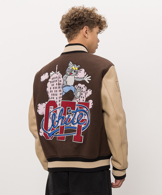 Off-White Коричневий бомбер з вовною 44MJA122F26L001 зображення 4