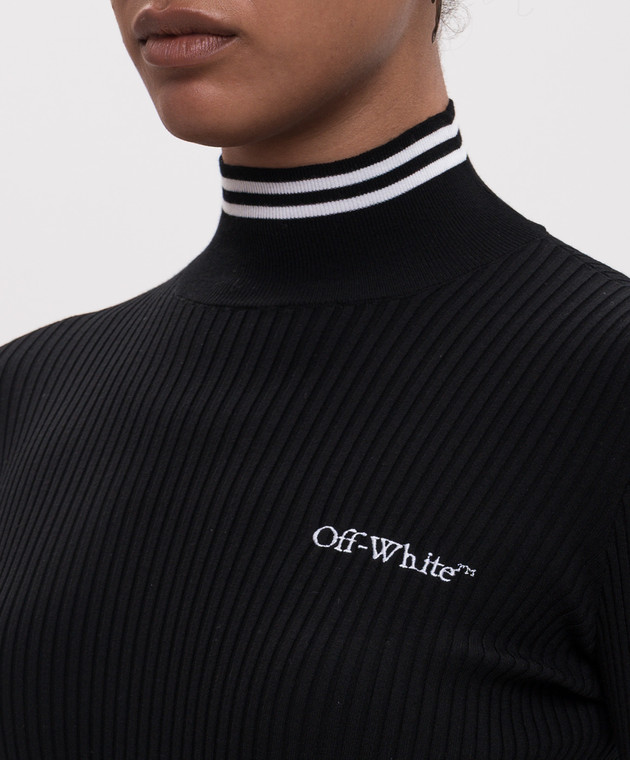 Off-White Чорний гольф з вишивкою логотипа 2FB00120T зображення 5