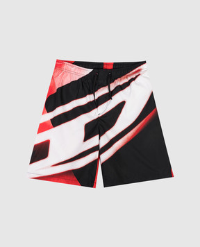 Diesel Дитячі червоні шорти для плавання Miond в принт J02702KXBTC