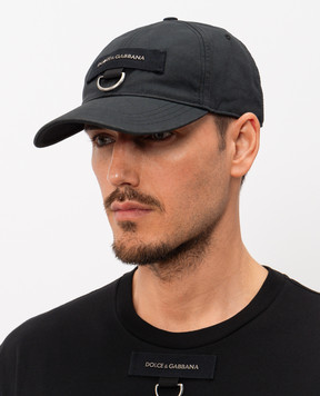 Dolce&Gabbana Чорна кепка з фактурним логотипом GH940ZG8OO3