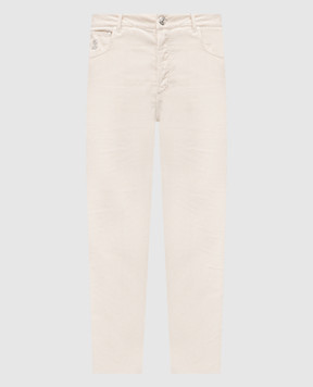 Brunello Cucinelli Бежеві вельветові штани з патчем логотипа M279UF1010