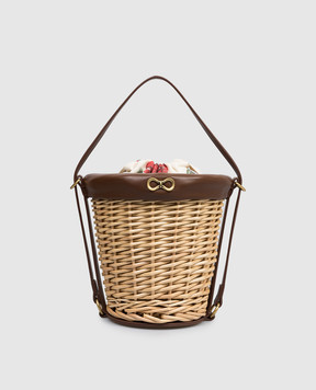 Twinset Бежева сумка бакет-бег з лози 261TD8253