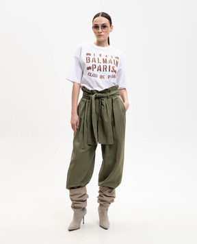Balmain Зеленые брюки с льном GF0PQ285CG64