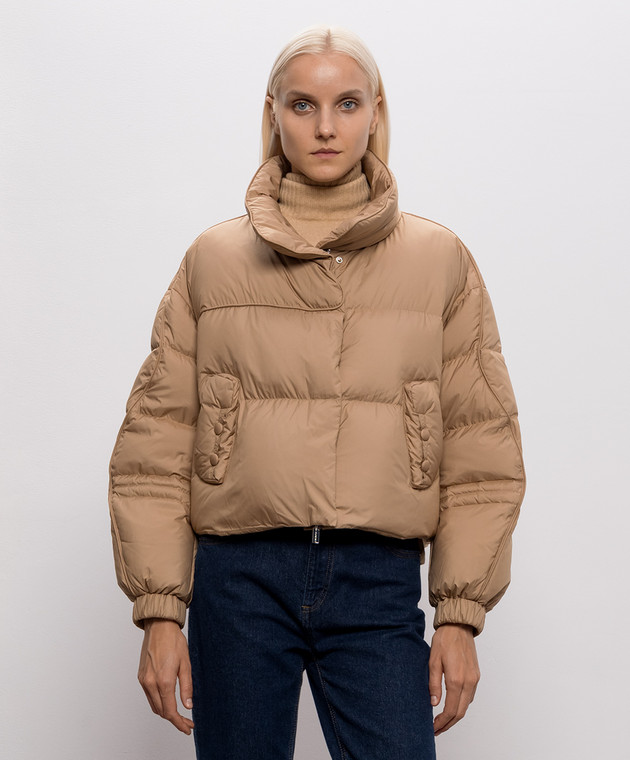 Be Florence Бежева укорочена пухова куртка BE2615 зображення 3
