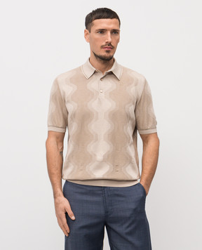 Stefano Ricci Бежевое поло с шелком в узор K818105P13F26171