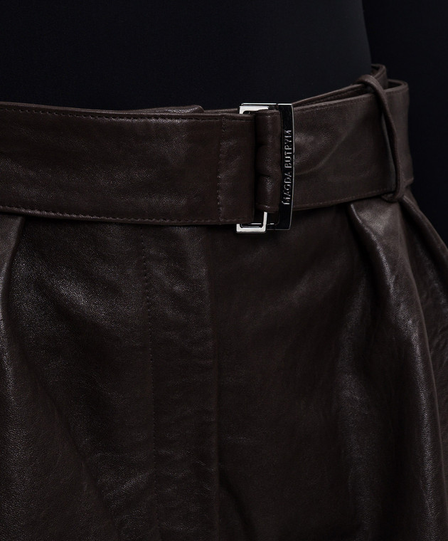 Magda Butrym Коричневі шкіряні шорти з поясом LEATHER26SHORTS297726 зображення 5