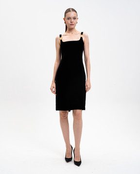Versace Чорна окасамитова сукня з емблемою 10164101A15677
