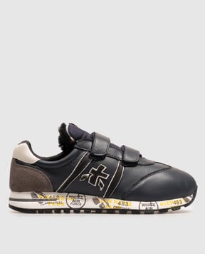 Premiata Детские синие кожаные кроссовки Lucy на меху 32M0294703640
