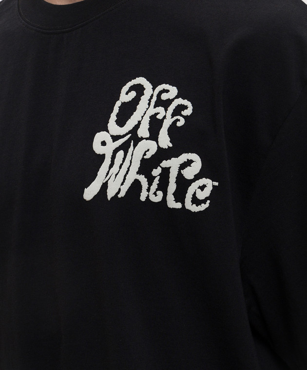 Off-White Чорна футболка з принтом логотипа 44MAA120S26J00M зображення 5