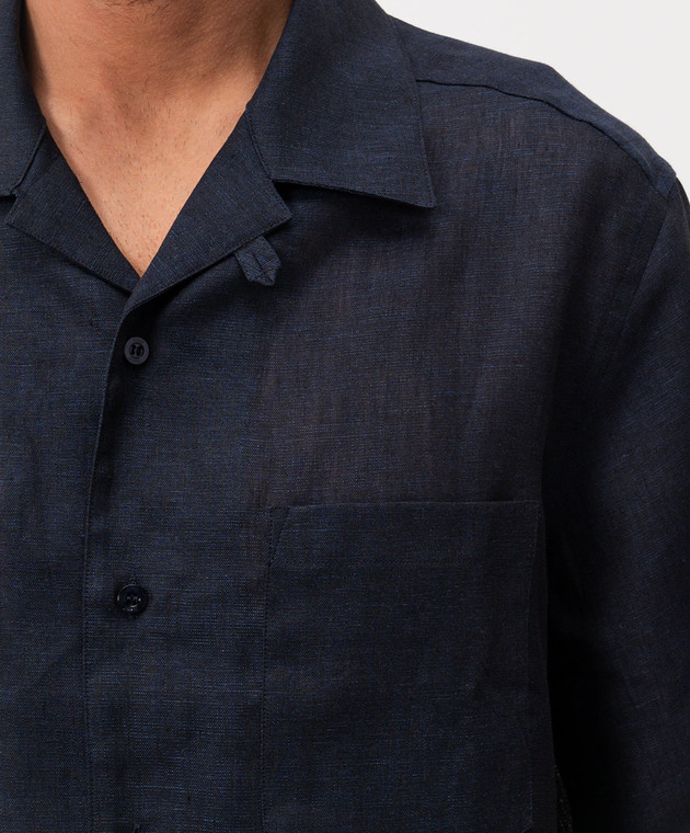 Herno Синяя рубашка из льна CM000031U17158 изображение 5
